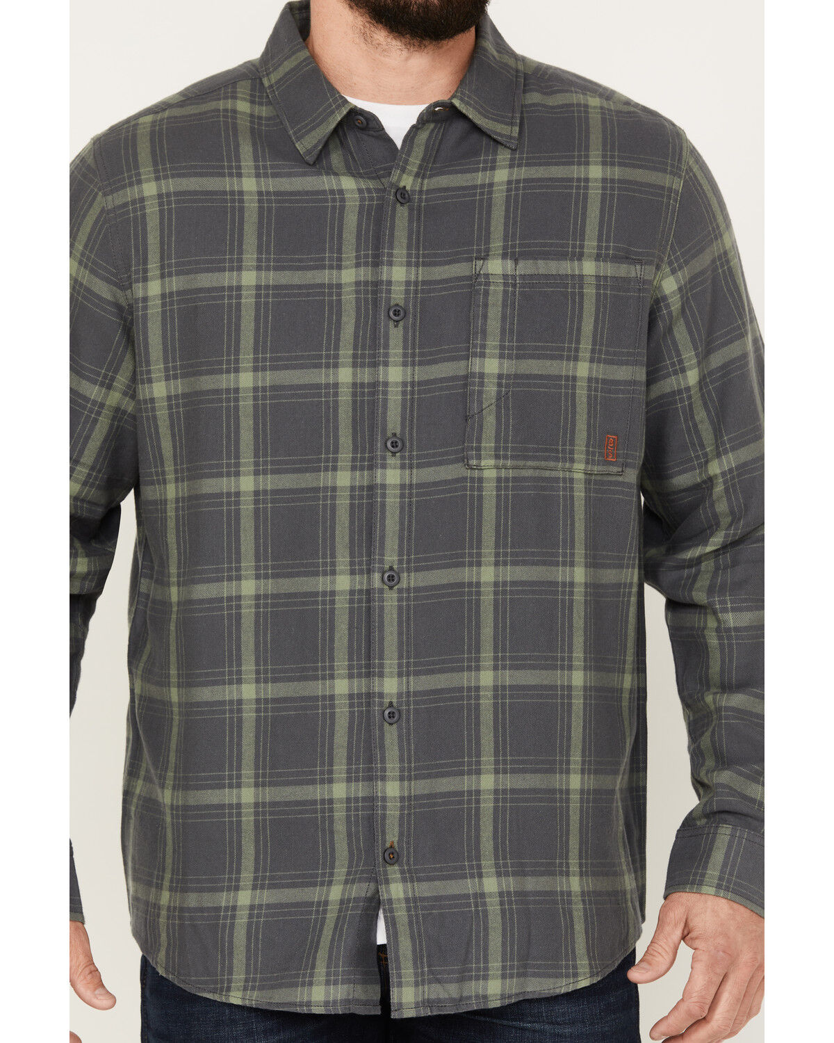 Image #3 - Brothers and Sons Men's Casual Plaid Print Long Sleeve Button-Down Western Flannel Shirt, Charcoal, hi-res