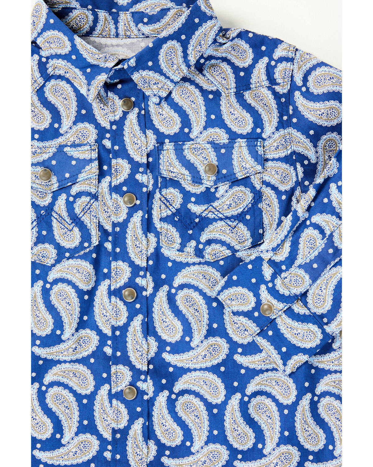 Image #2 - Wrangler Toddler Boys' Paisley Print Long Sleeve Snap Western Shirt, Blue, hi-res