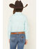 Image #4 - Wrangler Girls' Striped Long Sleeve Pearl Snap Western Shirt, Teal, hi-res