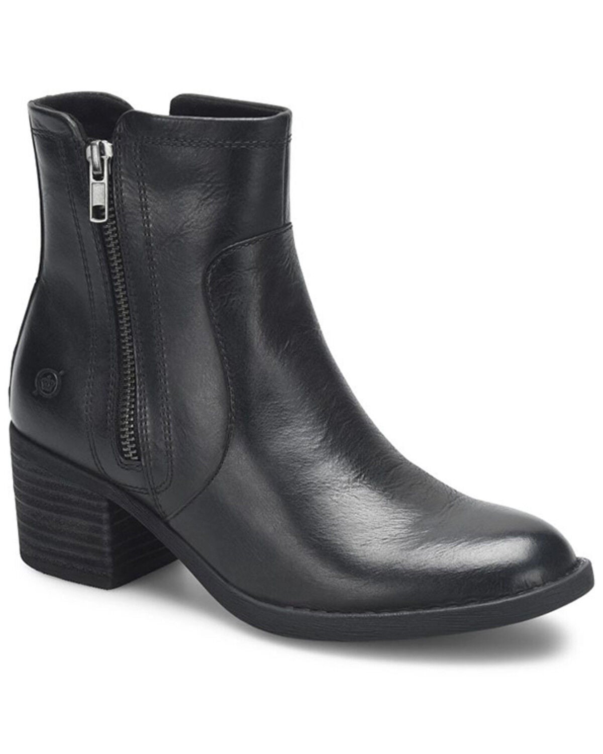 Image #1 - Born Women's Rigby Double Zipper Booties - Round Toe, Black, hi-res