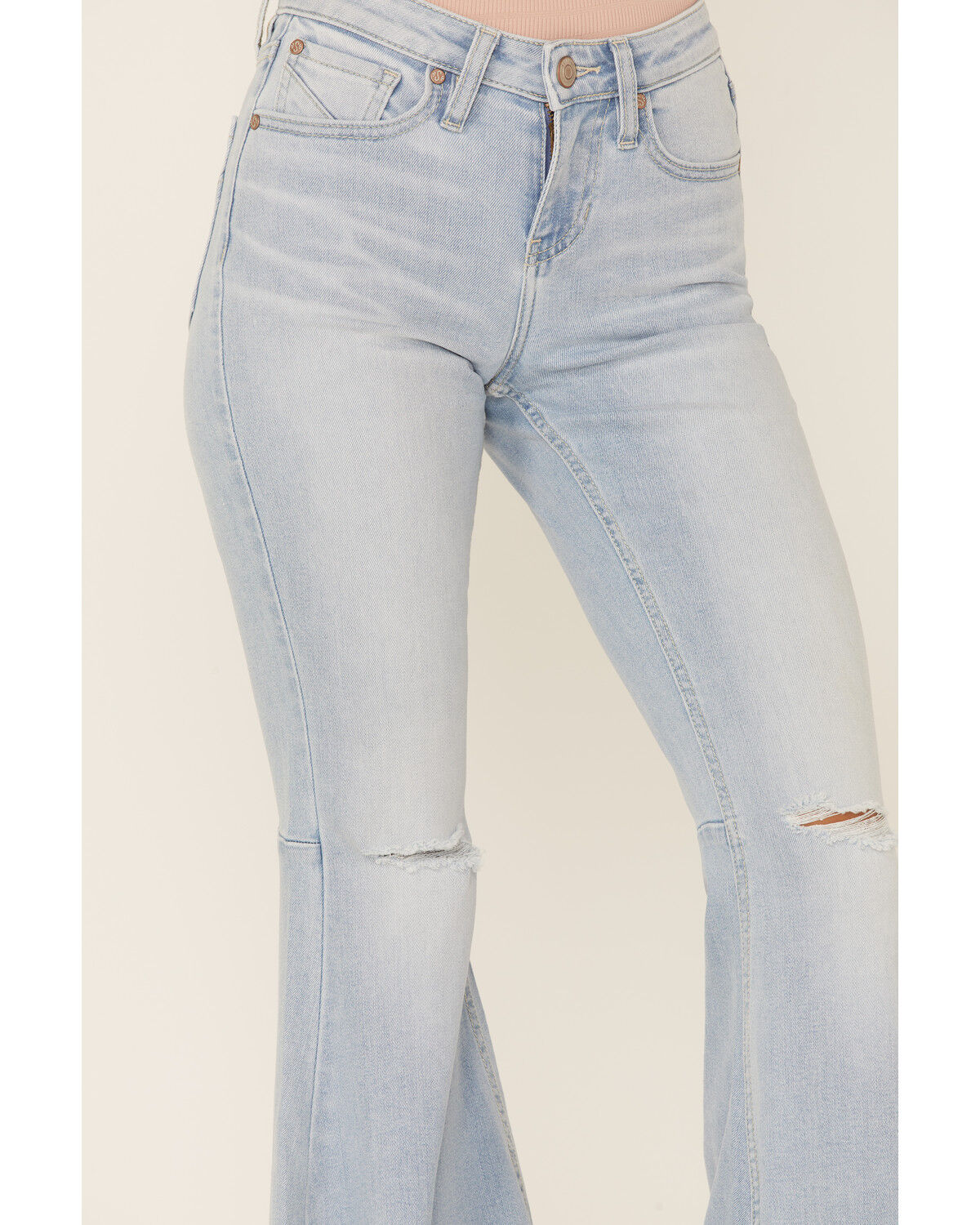 Image #2 - Shyanne Women's Destructed Knee Super Flare Leg Jeans, , hi-res