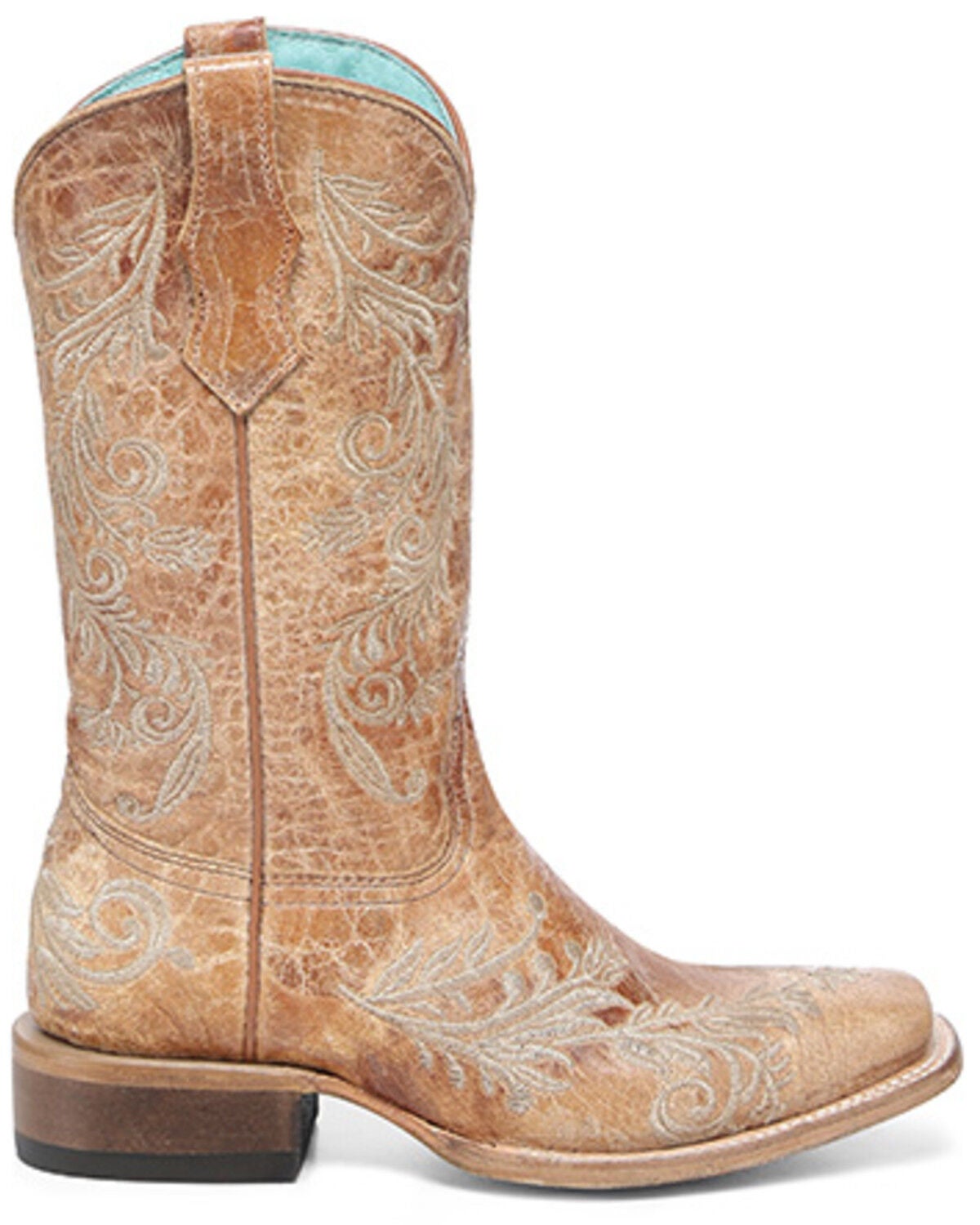 Image #2 - Corral Girls' Embroidered Western Boots - Broad Square Toe, Tan, hi-res