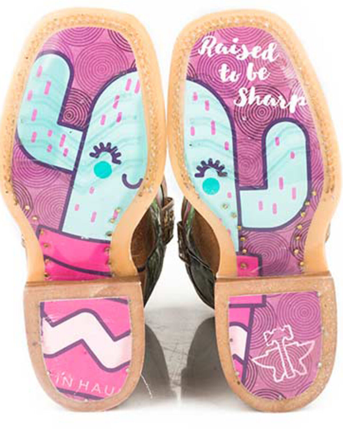Image #2 - Tin Haul Girls' Cactilicious Embroidered Western Boots - Square Toe, Brown, hi-res
