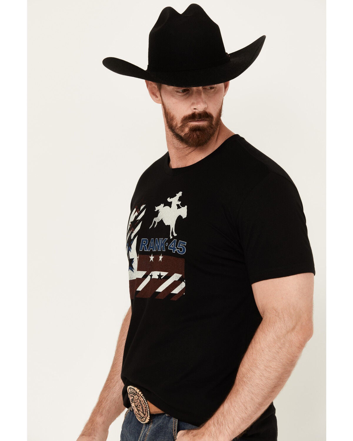 Image #2 - RANK 45&reg; Men's Alban Western Horse Short Sleeve Graphic T-Shirt, Black, hi-res