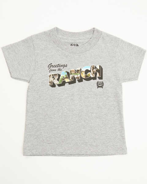 Cinch Toddler Boys' Greetings From The Ranch Logo Graphic T-Shirt, Heather Grey, hi-res