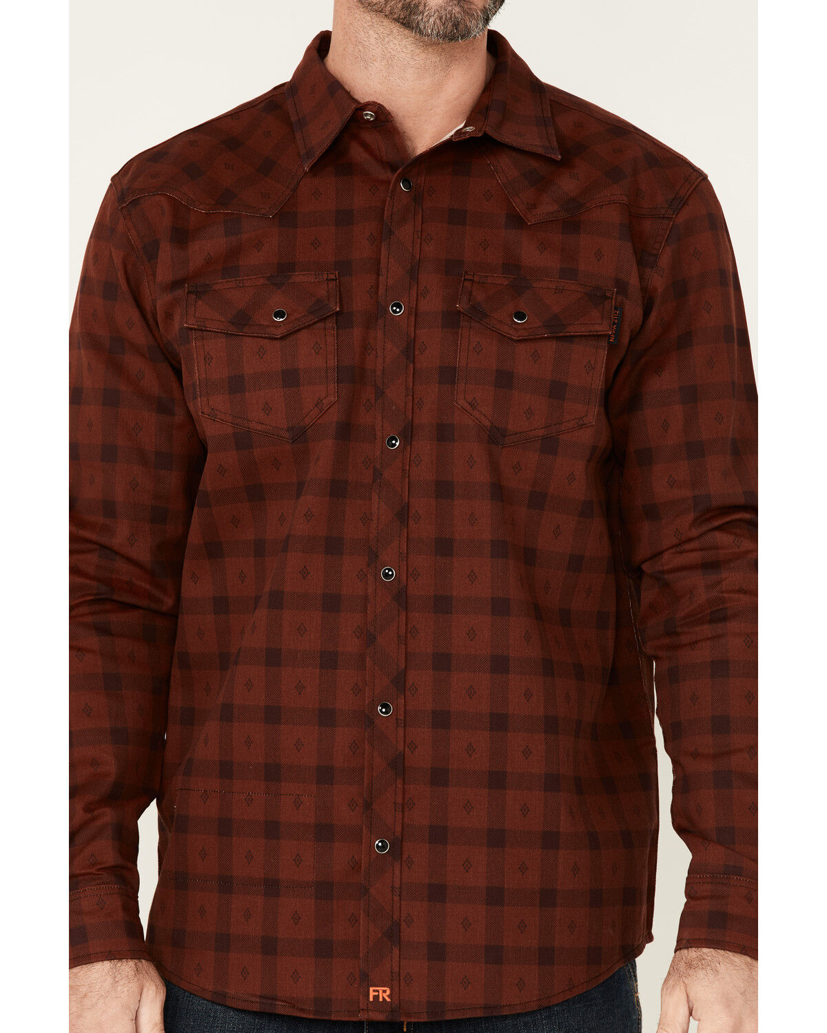 Image #3 - Cody James Men's FR Southwestern Plaid Print Long Sleeve Snap Work Shirt, Wine, hi-res
