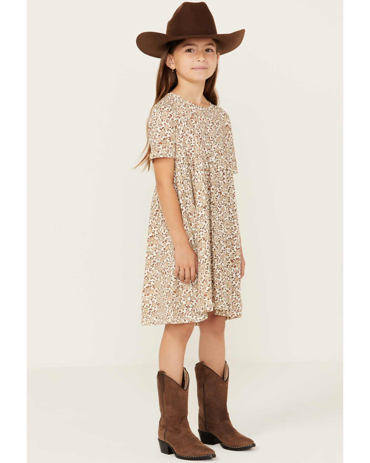 Image #1 - Rylee & Cru Girls' Finn Floral Print Mini Dress, White, hi-res