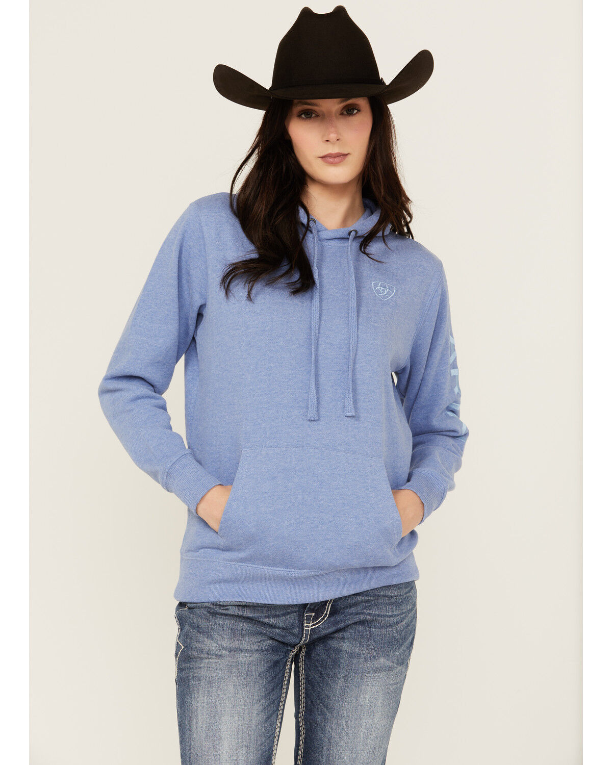 Image #2 - Ariat Women's Boot Barn Exclusive Logo Hoodie, Blue, hi-res