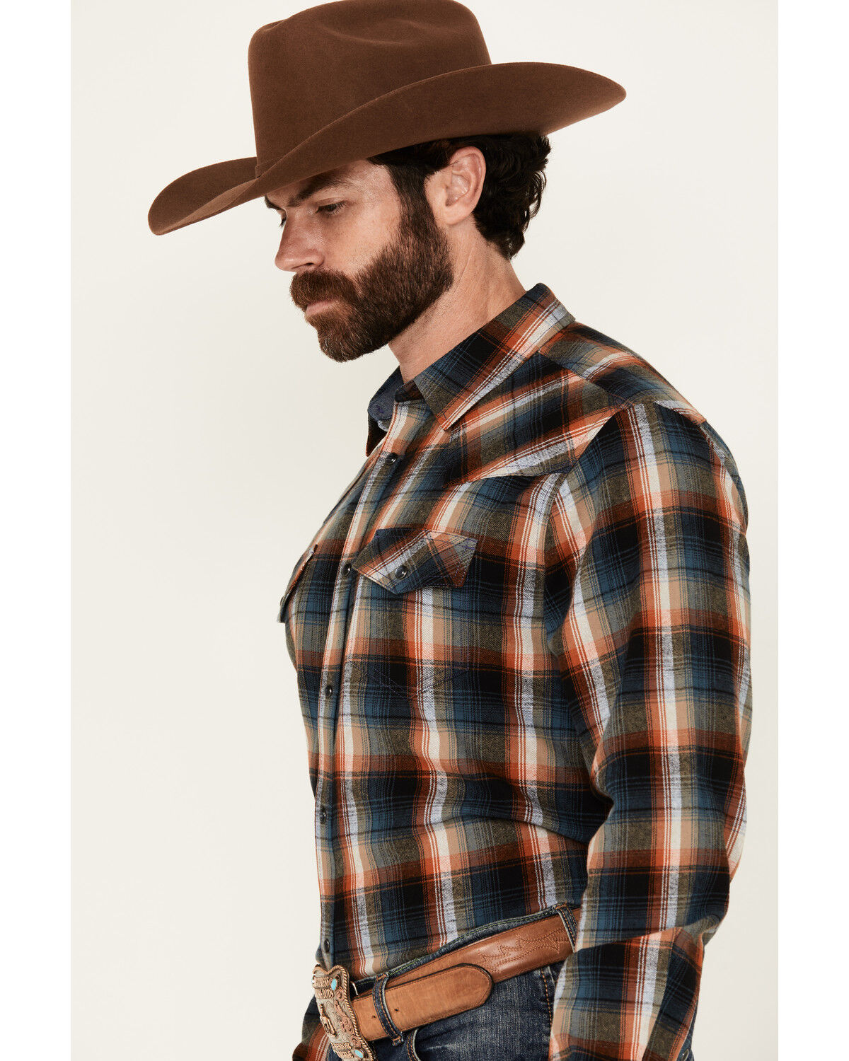 Image #2 - Cody James Men's Santa Cruz Plaid Print Long Sleeve Snap Flannel Shirt - Big, Brown, hi-res