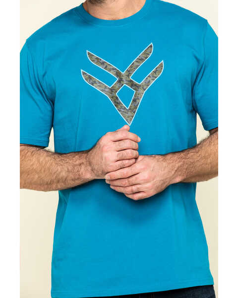 Image #4 - Hawx Men's Teal Fractal Camo Logo Graphic Work T-Shirt , Teal, hi-res