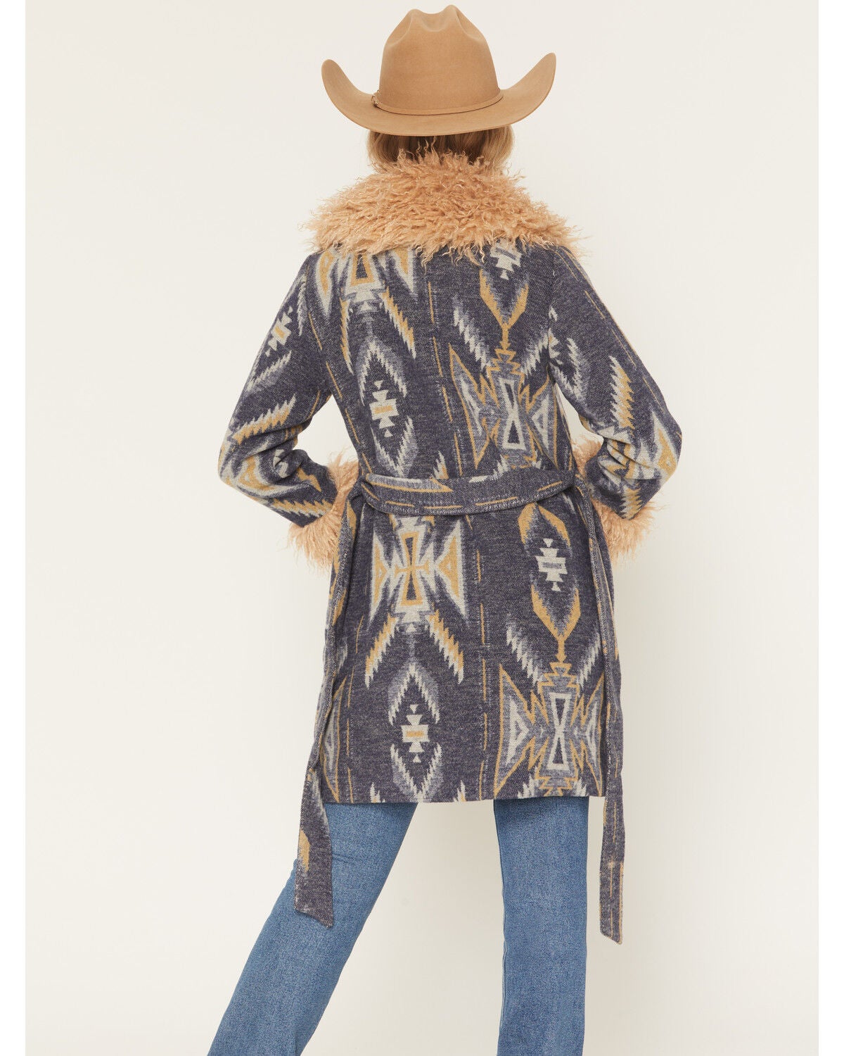 Image #6 - Idyllwind Women's Maxey Fur Trim Long Jacket, Indigo, hi-res