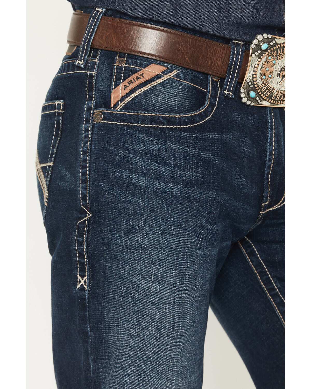 Image #2 - Ariat Men's Boot Barn Exclusive M4 Nightingale Dark Wash Relaxed Straight Rigid Denim Jeans - Big, Dark Wash, hi-res