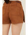 Image #4 - Rock & Roll Denim Women's High Rise Faux Suede Fringe Shorts, Camel, hi-res