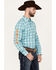 Image #1 - Ariat Men's Vincent Plaid Print Logo Long Sleeve Button-Down Western Shirt, Turquoise, hi-res