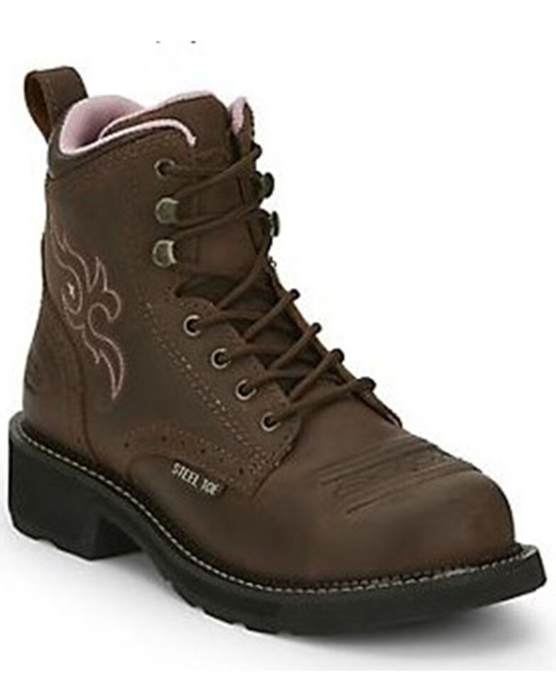 Justin Women's Katerina Waterproof Work Boots - Steel Toe, Brown, hi-res