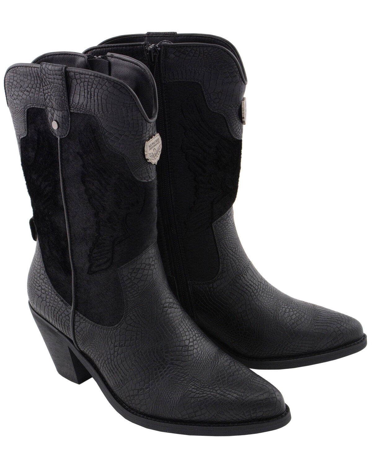 Image #10 - Milwaukee Leather Women's Snake Print Western Boots - Round Toe, Black, hi-res