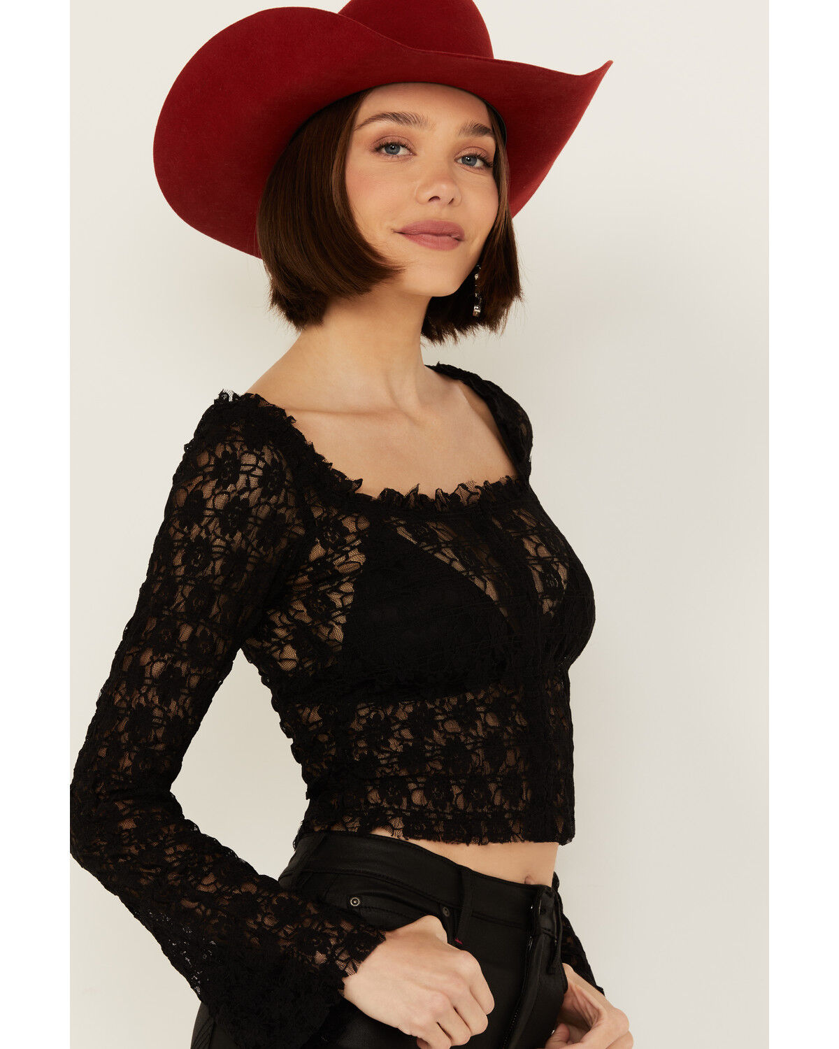 Image #3 - Free People Women's Madison Sheer Long Sleeve Shirt, Black, hi-res