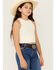 Image #2 - Fornia Girls' Floral High Neck Tank Top, White, hi-res