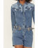 Image #3 - Rock & Roll Denim Women's Medium Wash Long Sleeve Snap Stretch Denim Romper, Medium Wash, hi-res