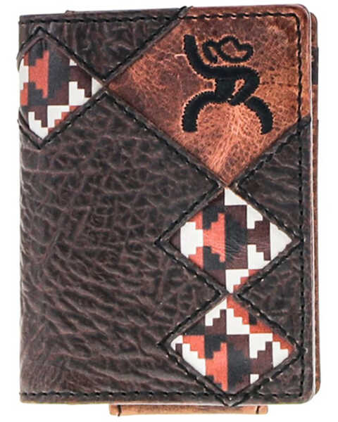 Hooey Men's Tahonta Roughy Diamond Patchwork Leather Wallet, Brown, hi-res