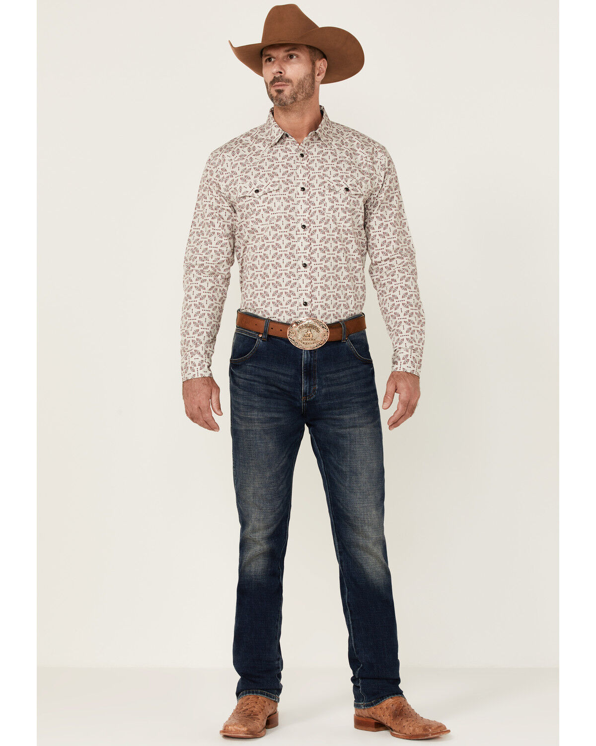 Image #2 - Moonshine Spirit Men's Sundial Southwestern Geo Print Long Sleeve Snap Western Shirt, Ivory, hi-res