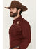 Image #2 - Rodeo Clothing Men's Embroidered Long Sleeve Snap Western Shirt, Burgundy, hi-res