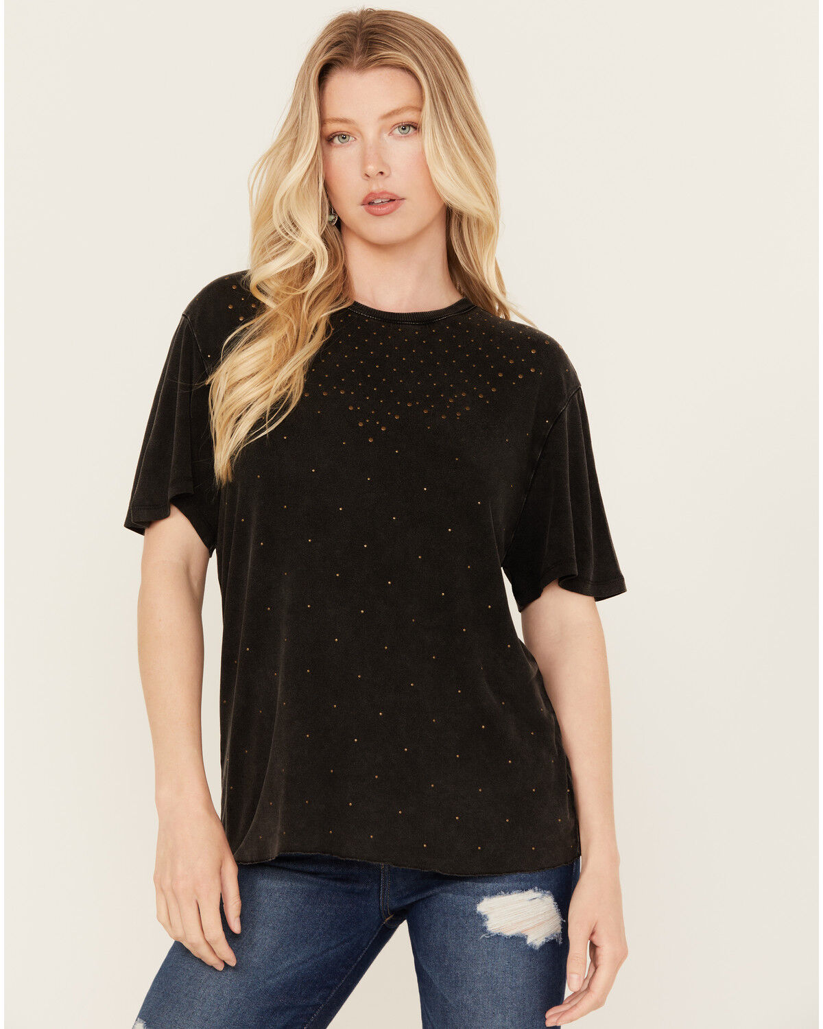 Image #1 - Idyllwind Women's Fannie Studded Tee, Black, hi-res
