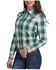 Image #1 - Roper Women's Amarillo Plaid Print Long Sleeve Snap Western Shirt, Teal, hi-res