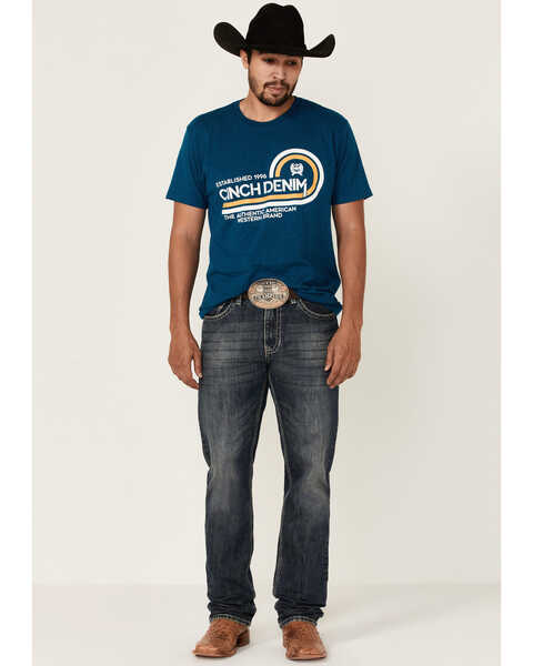Image #2 - Cinch Men's Heather Teal The Brand Logo Graphic Short Sleeve T-Shirt , Teal, hi-res