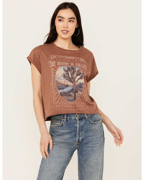 Image #1 - Cleo + Wolf Women's Brittany Joshua Tree Short Sleeve Graphic Tee , Oatmeal, hi-res