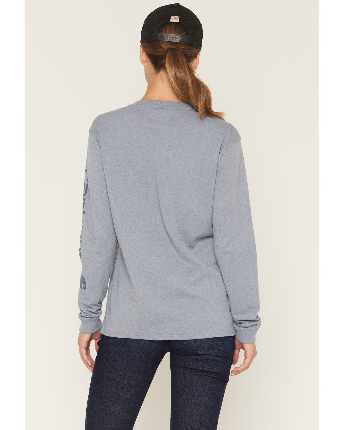 Image #4 - Carhartt Women's Loose Fit Heavyweight Long Sleeve Graphic Tee, Navy, hi-res