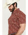 Image #2 - Cowboy Hardware Men's Acorn Paisley Print Short Sleeve Pearl Snap Stretch Western Shirt, Chilli, hi-res