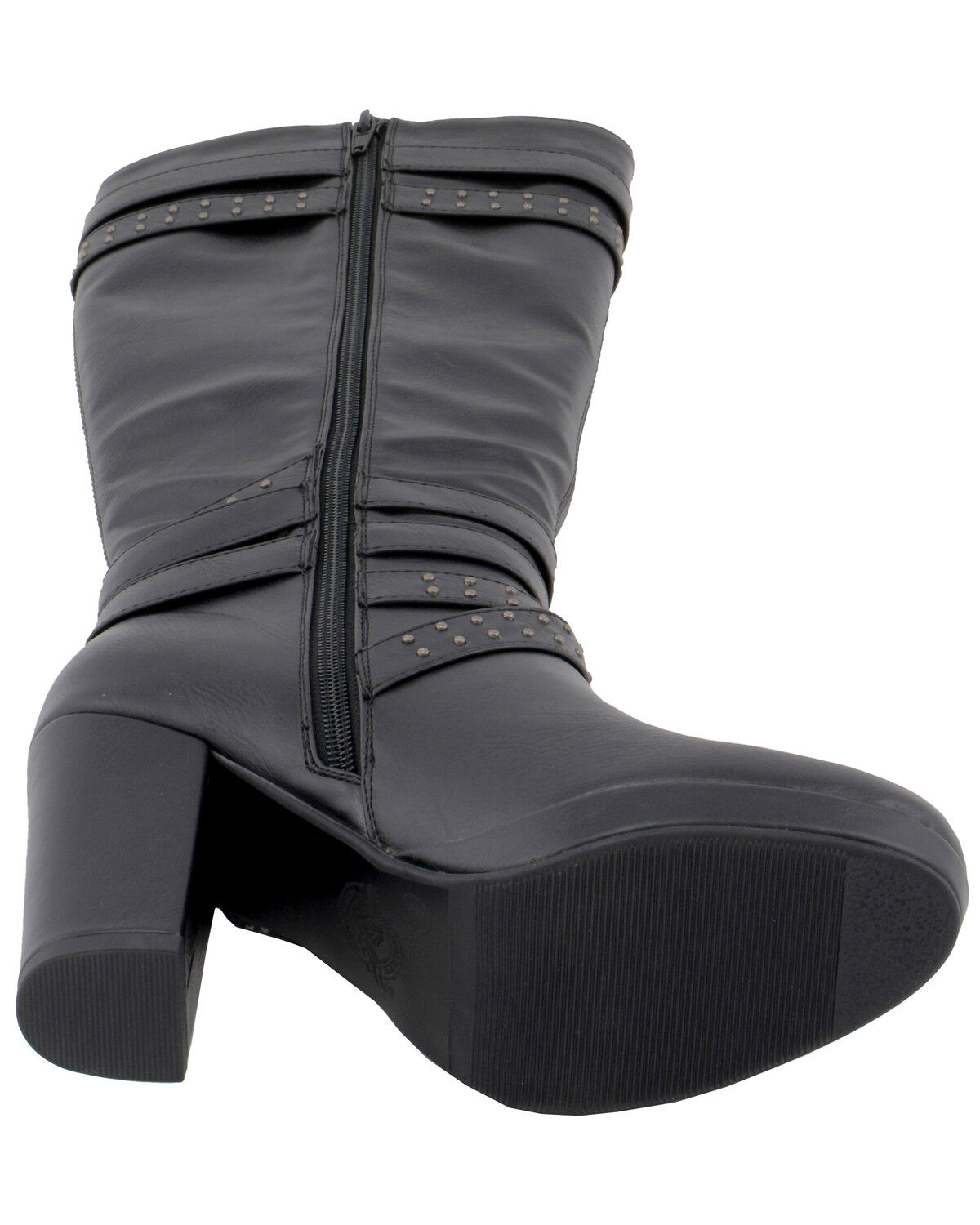 Image #6 - Milwaukee Leather Women's Platform Heel Studded Strap Boot - Round Toe, Black, hi-res