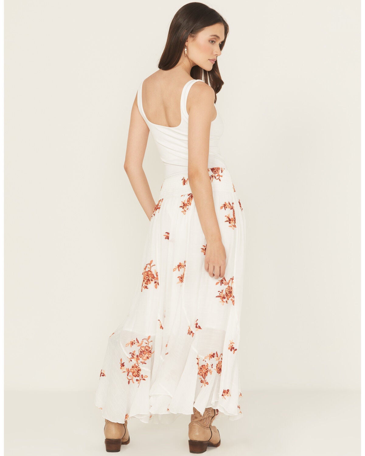 Image #3 - Wild Moss Women's Embroidered Midi Skirt, White, hi-res