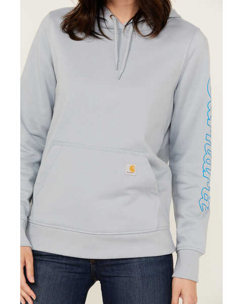 Image #3 - Carhartt Women's Rain Defender® Relaxed Fit Midweight Hooded Sweatshirt , Light Blue, hi-res