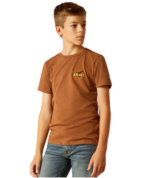 Image #2 - Ariat Boys' Bison Short Sleeve Graphic Print T-Shirt , Brown, hi-res