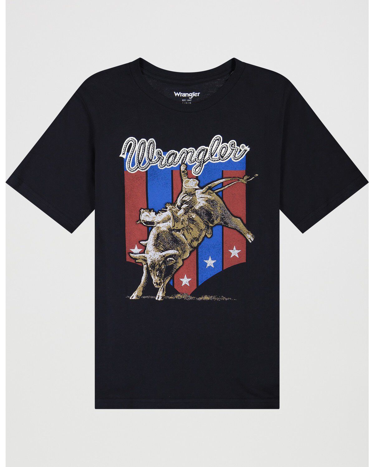 Image #1 - Wrangler Boys' Americana Short Sleeve Graphic T-Shirt, Black, hi-res