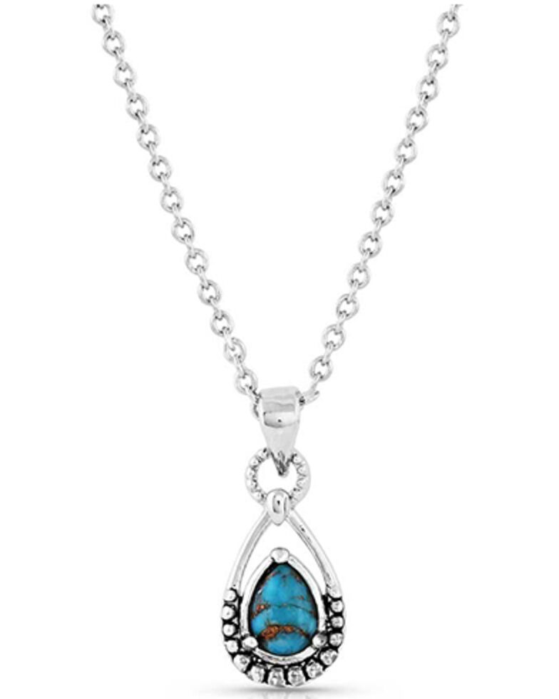 Montana Silversmiths Women's Oyster Turquoise Pendant Silver Necklace, Turquoise, hi-res