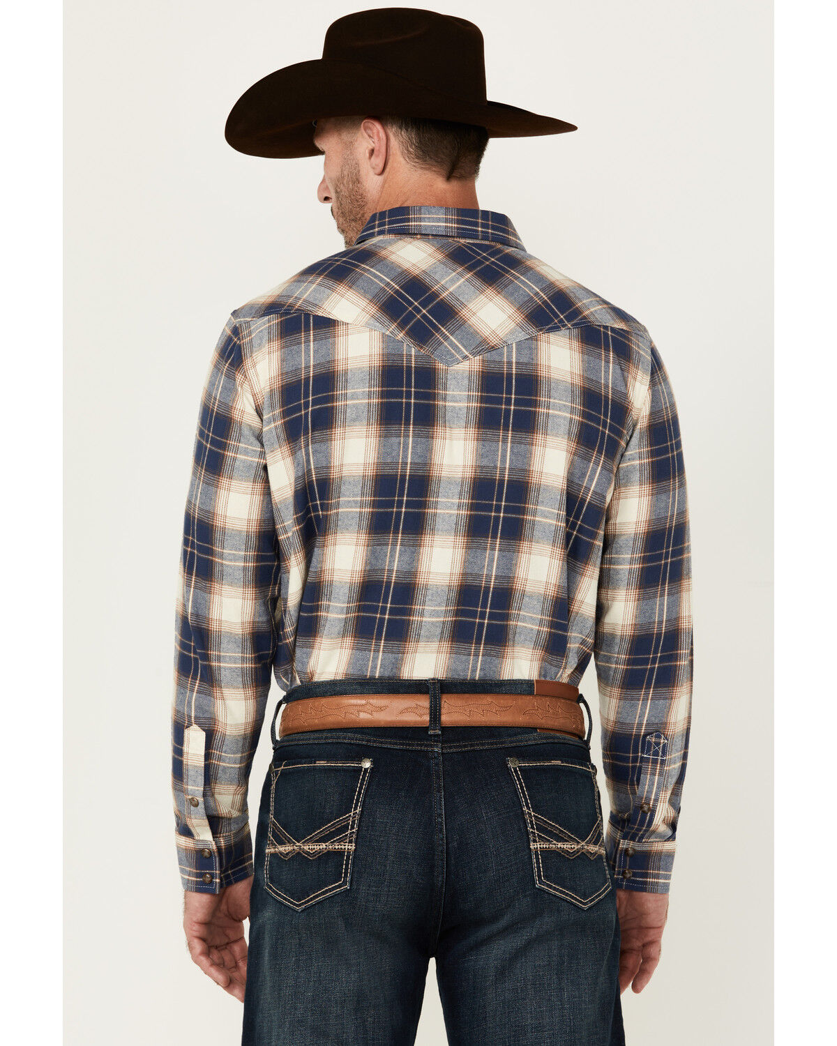Image #4 - Cody James Men's Harvest Plaid Print Long Sleeve Snap Western Shirt, Cream, hi-res