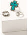 Image #1 - Shyanne Women's Turquoise Cross Statement Ring Set - 3 Piece, Silver, hi-res