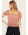 Trixxi Women's Floral Printed Smocked Top, Pink, hi-res
