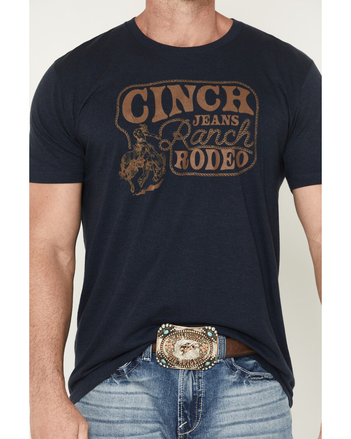 Image #3 - Cinch Men's Ranch Rodeo Logo Short Sleeve Graphic T-Shirt, Navy, hi-res