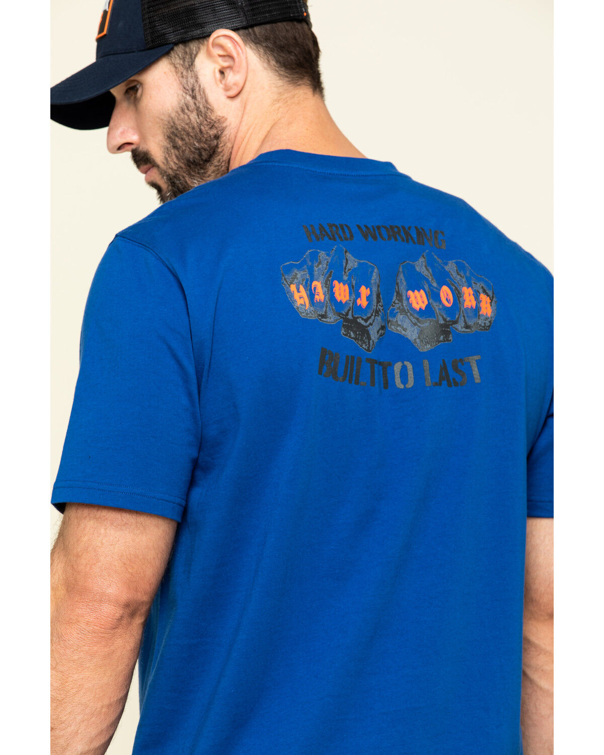 Image #5 - Hawx Men's Fist Graphic Short Sleeve Work T-Shirt, Indigo, hi-res