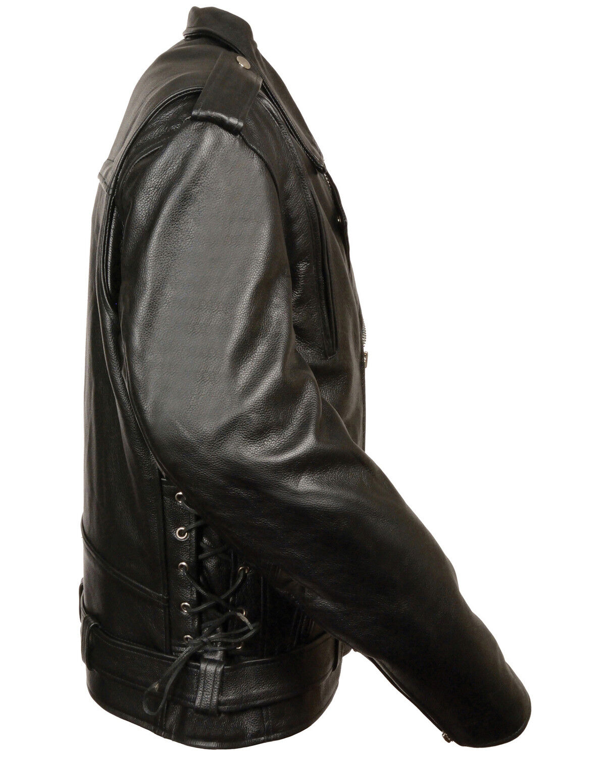 Image #3 - Milwaukee Leather Men's Black Vented Side Lace Leather Motorcycle Jacket, Black, hi-res