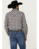 Image #4 - Cody James Men's Colt Plaid Print Long Sleeve Snap Western Shirt, Navy, hi-res