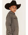 Ariat Boys' Southwestern Steer Head Logo Graphic Hooded Sweatshirt, Grey, hi-res