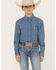 Image #1 - Cinch Boys' Geo Print Long Sleeve Button-Down Western Shirt, Royal Blue, hi-res