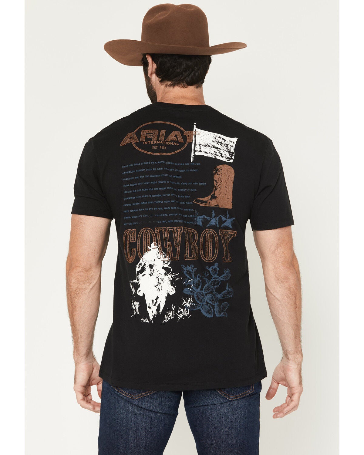 Image #1 - Ariat Men's Maximal College Short Sleeve Graphic T-Shirt, Black, hi-res