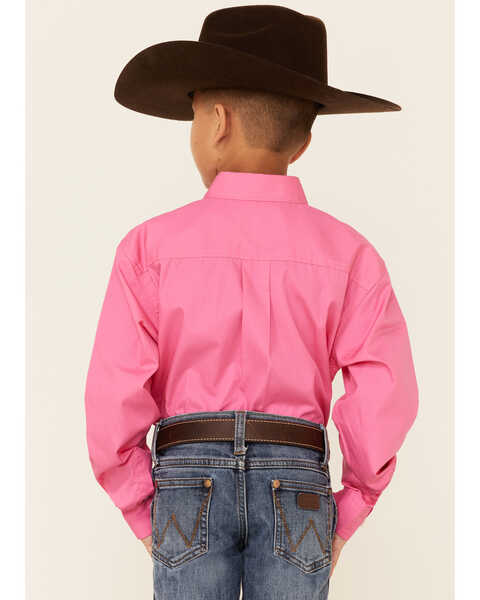 Cinch Boys' Hot Pink Long Sleeve Shirt, Pink, hi-res