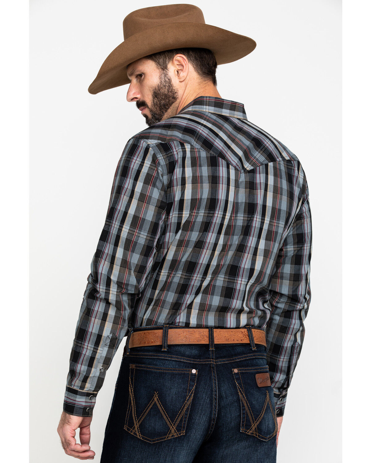 Image #2 - Cody James Men's Chapman Small Plaid Long Sleeve Western Shirt, Black, hi-res